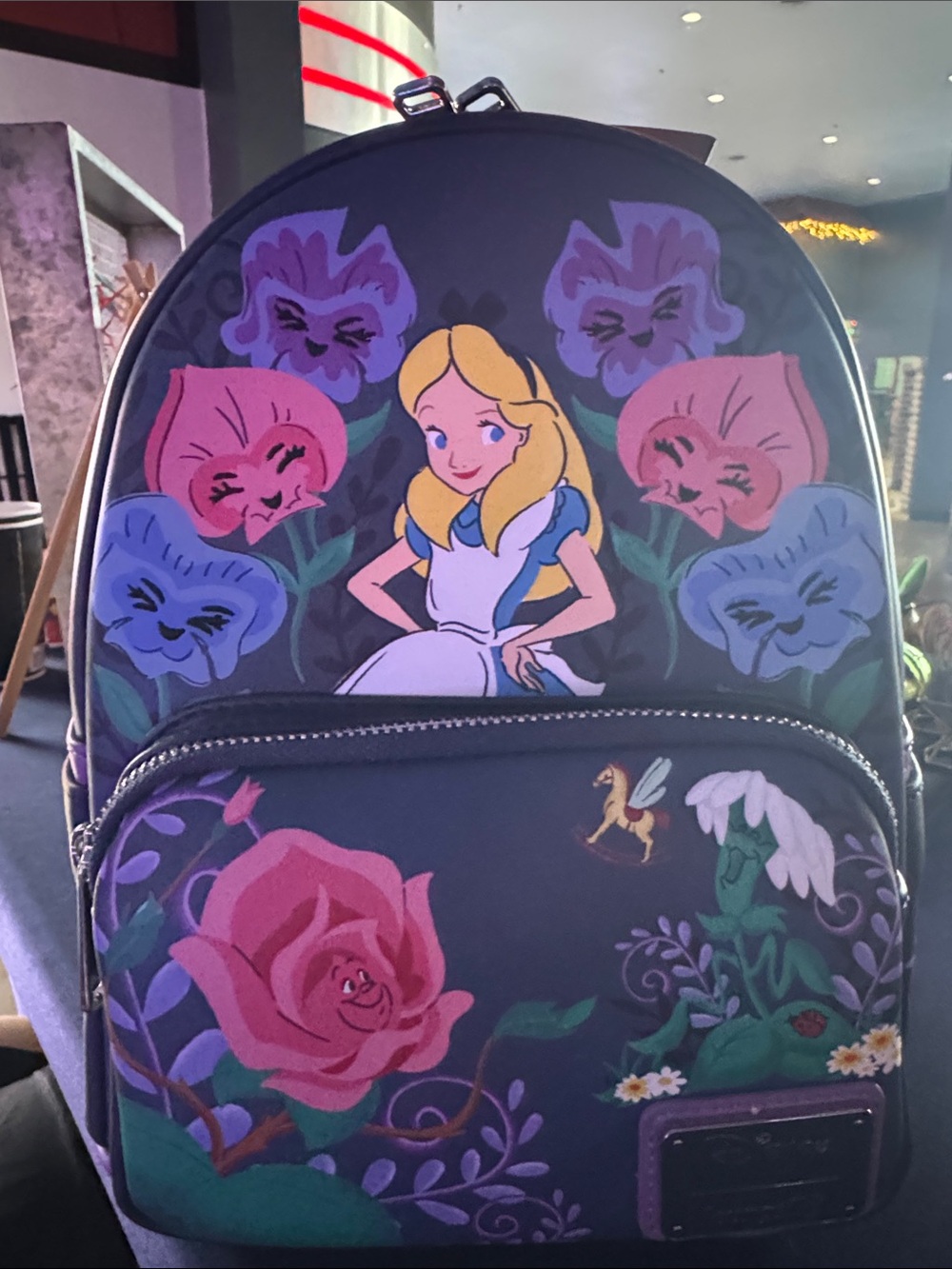 Loungefly Alice in Wonderland Floral Backpack - Purple, Pink, Blue